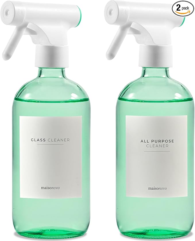 MaisoNovo Spray Bottle for Plants - 16.9 fl oz Green x 2 with 16 Labels