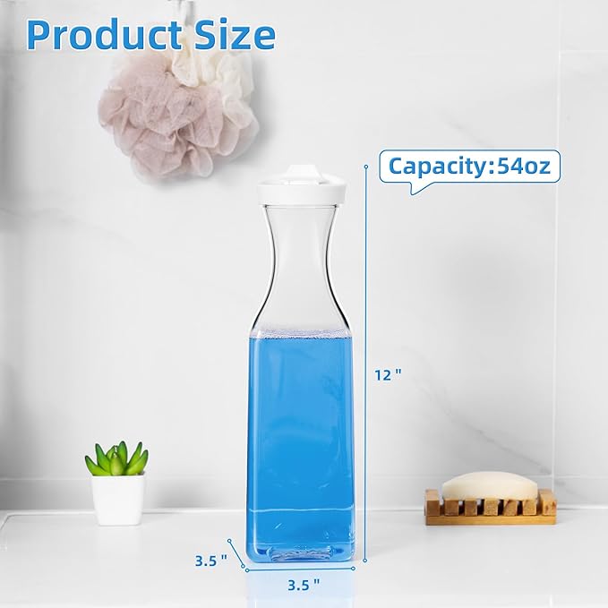 Laundry Detergent Dispenser,54oz Fabric Softener Dispenser,Plastic Liquid Laundry Detergent Container,Laundry Detergent Organizer for Laundry Room Organization with 4 Labels,3 Pack