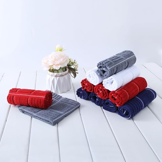 Glynniss Dish Cloths for Kitchen Washing Dishes, Super Absorbent Dish Rags, Cotton Terry Cleaning Cloths Pack of 8 (Geen, 12x12 inches)