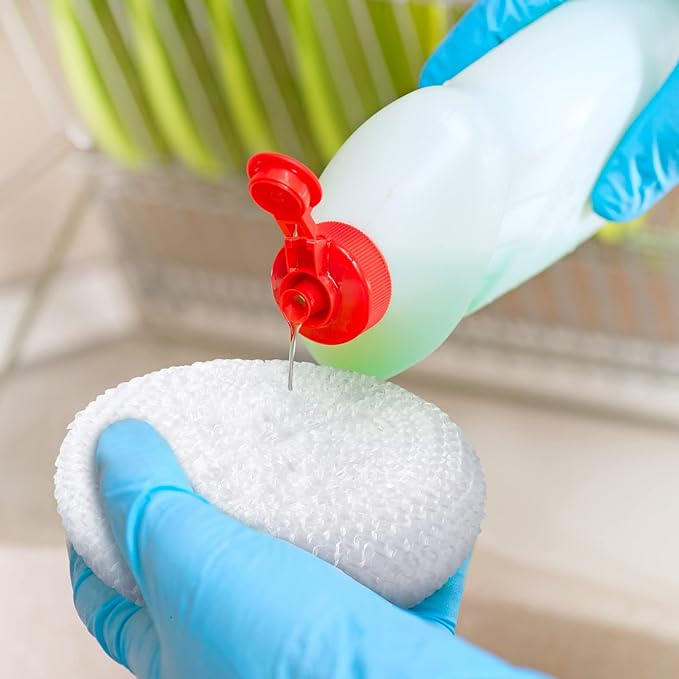 Blulu Plastic Dish Scrubbers for Dishes Pot Round Nylon Pad, Mesh Scouring Non Scratch Pads(Simple Colors,30 Pieces)