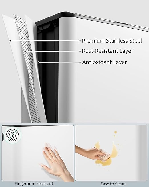 16 Gal (2 x 30 L) Dual Trash Can, Stainless Steel Kitchen Garbage Bin, Recycle Dustbin with Odor Control Box, Soft-Close Lid, Inner Buckets, Side Handle, Step Pedal, for Home Office