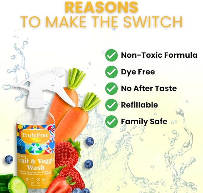 Truly Free Natural Fruit and Veggie Wash Kit - DIY Vegetable Washer & Fruit Cleanser - Pack of 3