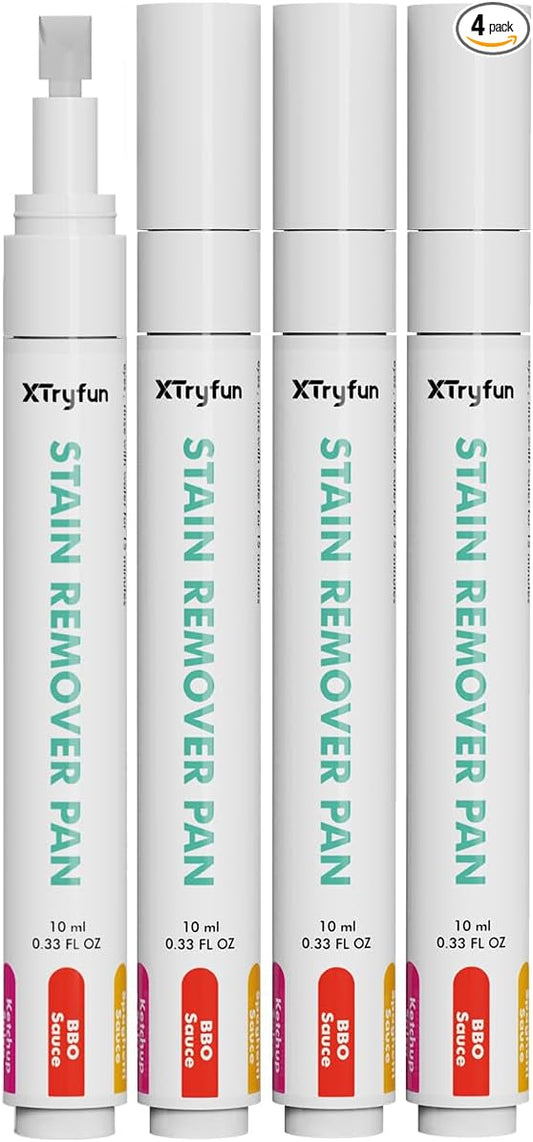 Stain Remover Pen for Clothes, Portable & Safe Stain Sticks, Instant Travel Stains Remover for Cleaning Spot, Like Juice, Food, Ketchup, Ink and Even Blood - 4 Count