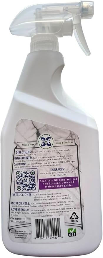 Neutral Floor Cleaner Kitchen & Home Cleaning Surfaces: Safe, Orange, Spray, Marble, Granite, Quartz, Travertine, Non Abrasive & Non Toxic, Biodegradable (Lavender)