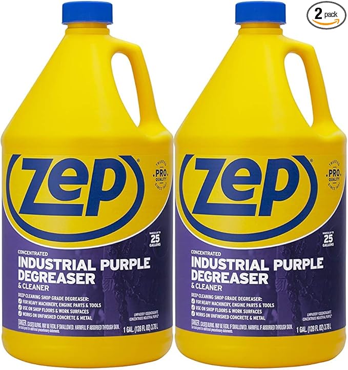 Zep Industrial Purple Cleaner and Degreaser Concentrate - 1 Gallon (Case of 2) R45802 - Powerful Deep Oil and Grease Cleaning Formula for Machinery, Engine Parts, Shop Floors, Garages, Works on