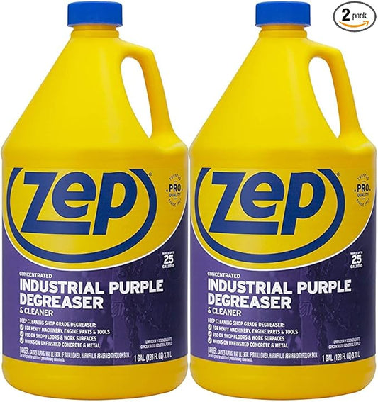 Zep Industrial Purple Cleaner and Degreaser Concentrate - 1 Gallon (Case of 2) R45802 - Powerful Deep Oil and Grease Cleaning Formula for Machinery, Engine Parts, Shop Floors, Garages, Works on