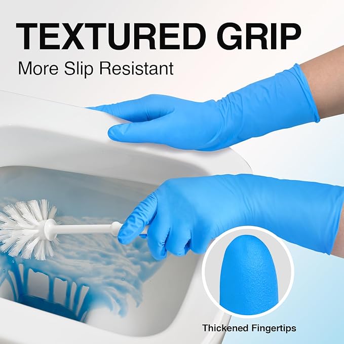 Schneider Nitrile Exam Gloves, Extended 12 Inches Cuff, Large, 4 mil, 50-ct Box, Gloves Disposable Latex Free, Powder Free for Medical, Food Prep, Cleaning, Cooking, Blue