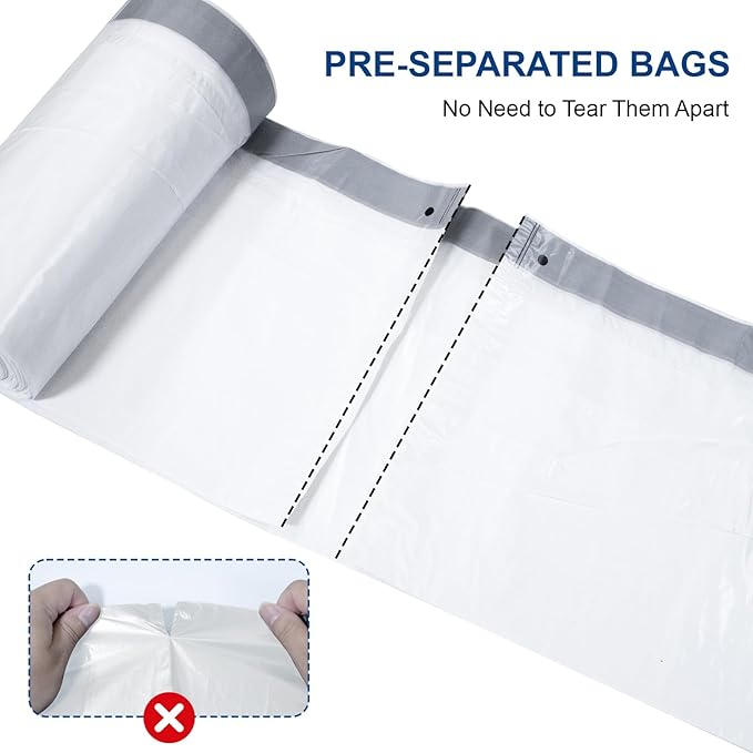 Drawstring Trash Bags for 8-Gallon (30L) Trash Cans, Kitchen Garbage Bags, Pre-Separated, 2 Rolls, 80 Count White Waste Basket Liners For Home Office Kitchen Bathroom Bedroom Pets Livingroom