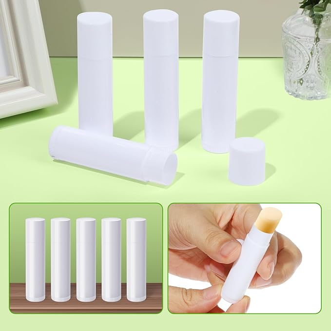 Lip Balm Crafting Kit, 50 Pieces Empty Lipsticks Filling Tubes Mold Handmade Set Pallet with Scraper, Lip Balm Tubes with Filling Tray and Spatula for Women Girl Cosmetics Makeup, White