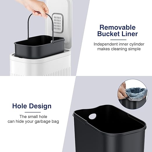 BETHEBEST Bathroom Trash Can with Lid,Soft Close,Step Pedal,4 Gallon/15Liter Small Gargebe Can with Removable Inner Bucket,Stainless Steel Trash Can for Bathroom,Office,Bedroom(White)