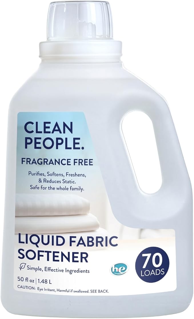 The Clean People Liquid Fabric Softener - Softens & Removes Static Cling - Vegan (50 Fl Oz, Fragrance Free)