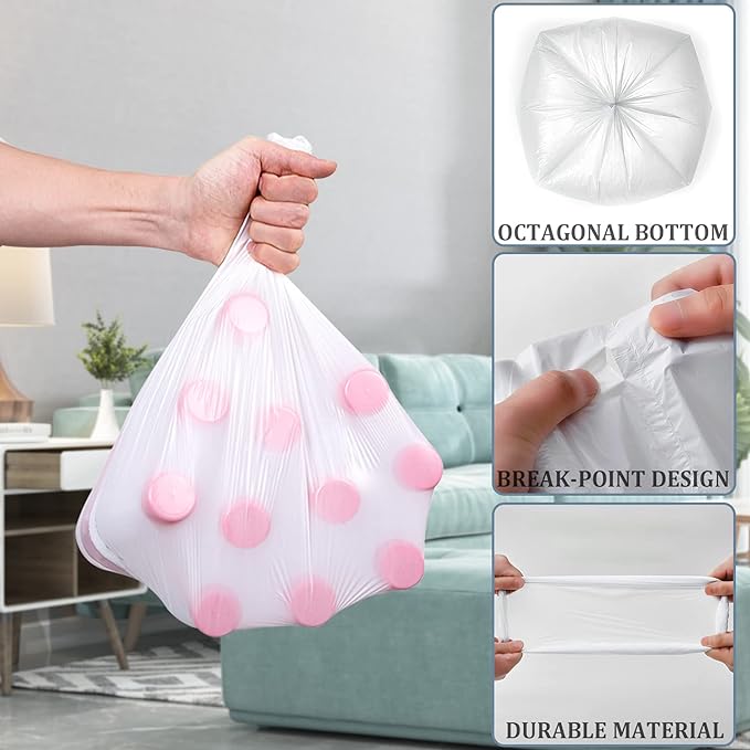 CHARMOUNT 4 Gallon Trash Bag - Unscented 4 Gallon Garbage Bags for Bathroom, Kitchen, Bedroom, 105 Count (15 Liter) …