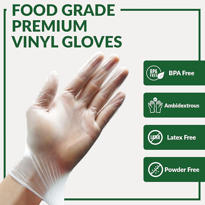 GORILLA SUPPLY Disposable Heavy Duty Vinyl Gloves, Large, 300 Count, BPA Free, Food Safe, Powder Free