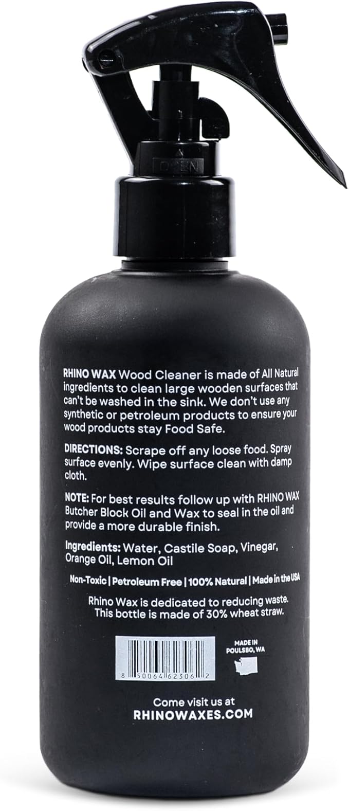 Cutting Board Wood Spray Cleaner - Butcher Block and Large Wood Surface Spray-Cleaner - Food-Safe and Plant-Based Ingredients - Fresh Citrus Scent Eliminates Food Odors - Made in the USA