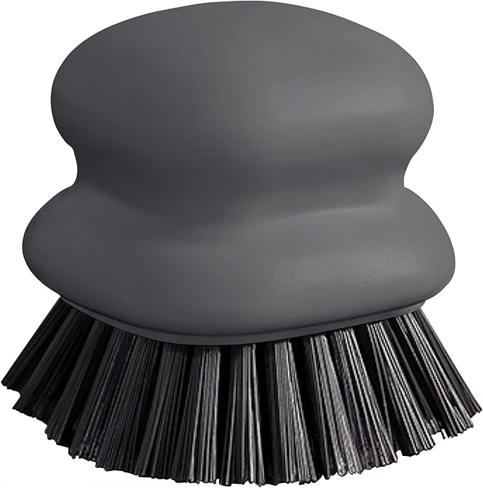 Dish Brush with Handle, Kitchen Scrub Brushes for Cleaning, Dish Scrubber with Nylon bristles for Sink, Pots, Pans(1Pack Grey Nylon bristles)