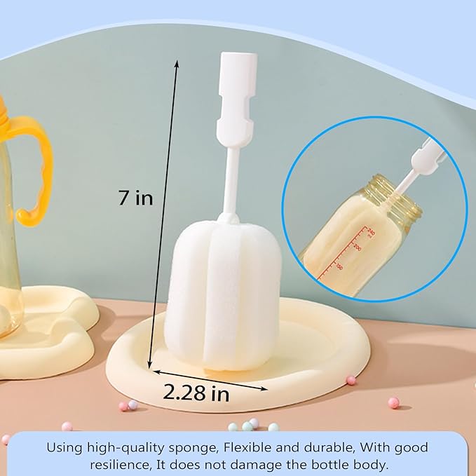 12 PCS Sponge Bottle Brushes Replacement Head Soft Sponge Brush Heads Environmental Protection Cup Cleaner Brush Refill Heads Without Handle (Brush Head 12PCS)