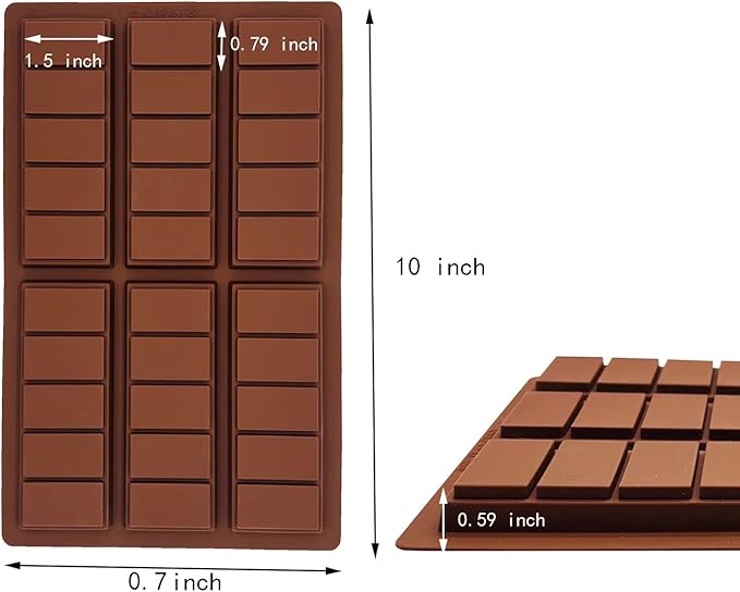 2 Pcs Wax Melt Molds, Rectangle Chocolate Molds, Silicone Chocolate Bar Molds