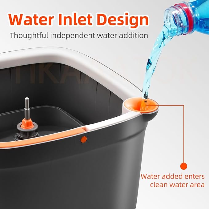 Spin Mop and Bucket Set with Self Separation Dirty and Clean Water System Self Wringing 360° Rotating Clean Mop-Head for Hardwood Tile Marble Floors with 6pads