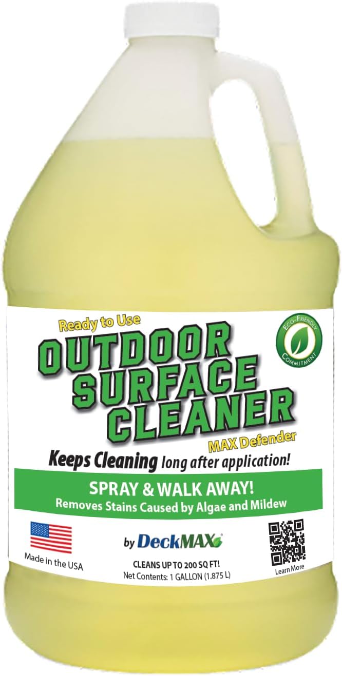 MAX Defender Ready-to-Use Outdoor Cleaner | Eliminates Stains from Mildew, Algae & Lichen | Multi-Surface Cleaner for Decks, Patios, Driveways, Siding, Concrete, Vinyl, Wood, Fences & Outdoor Surfaces