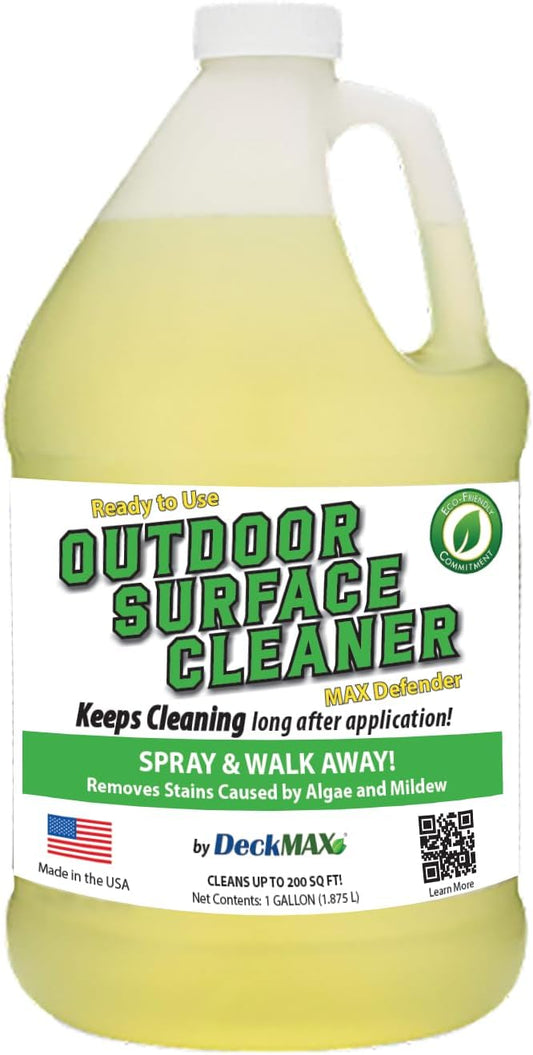 MAX Defender Ready-to-Use Outdoor Cleaner | Eliminates Stains from Mildew, Algae & Lichen | Multi-Surface Cleaner for Decks, Patios, Driveways, Siding, Concrete, Vinyl, Wood, Fences & Outdoor Surfaces