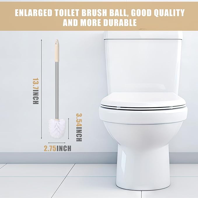 15 Pack Toilet Brush 18.5 Inch Toilet Bowl Brush Bathroom Cleaning Supplies White Stainless Handle Toilet Scrubber Brush for Deep Cleaning