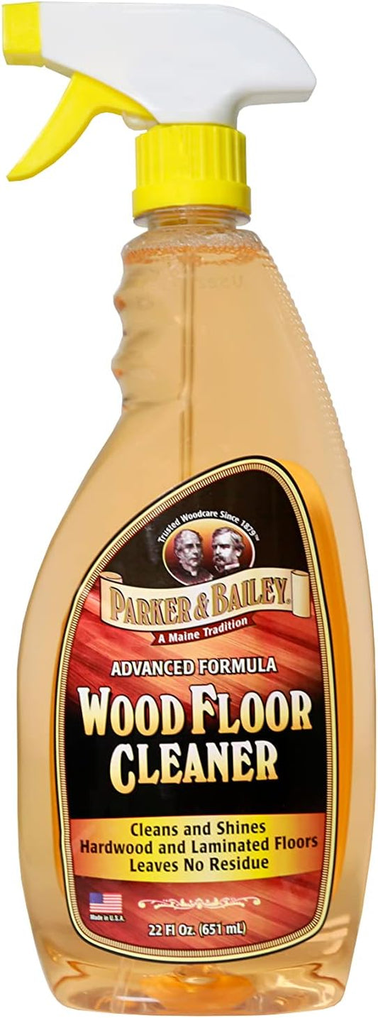 Parker & Bailey Wood Floor Cleaner – Use on Hardwood, Laminated or Faux Finished Floors. Shine Restorer Protector, Surface Cleaner Supplies Home Improvement, Natural Look, Cuts Grease 22 Oz