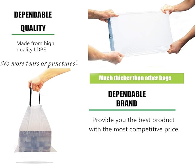 Besli 1.2 Gallon Drawstring Trash Bag Small Garbage Bag,120 Counts (White, 1.2 Gallon)