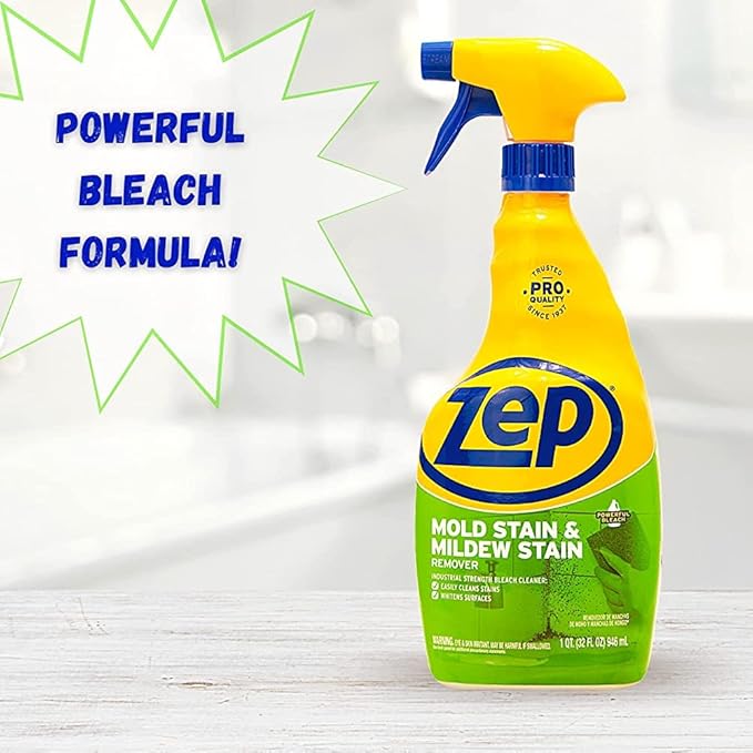 Zep Mold Stain and Mildew Stain Remover - 32 oz (Pack of 4) ZUMILDEW32 - Professional Strength No Scrub Formula