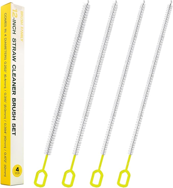 Straw Clean Brush Extra Long 12 Inch Straw Tube Brushes for Cleaning, Reusable Drinking Straw Cleaner Brush Set, Glass Pipe Cleaning Brush