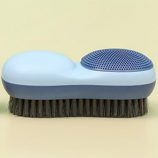 Two-Sided Laundry Stain Remover Brush, Soft Bristle for Scrubbing Out Tough Stains on Wool Cashmere Delicate Fabrics Knits Cotton Leather, Easy to Grip Hand Washing Clothes Brushes (Blue)