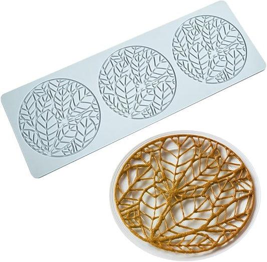 TUKE Silicone Tuile Mold Ring Leaf Molds Silicone Fondant Tuile Molds Leaves Hollow 3D Chocolate Candy Lace Silicone Molds for Baking, Sugar Craft Dessert Cupcake (Leaf H_13x4.52x0.12inch)
