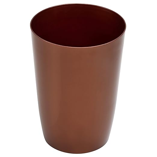 Mini Waste Basket - Durable Small Plastic Garbage Trash Can Bin - Lidless Open-Top Rectangular Slim Profile for Compact Spaces - Suitable for Home, Bathroom, Office, Bedroom, Kitchen and More, Copper