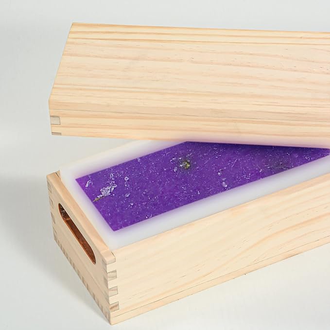 Silicone Soap Molds for Soap Making - Wooden Soap Mold Loaf with Cover, Rectangle Soap Loaf Molds for DIY Soap Making（2.2L/77oz）