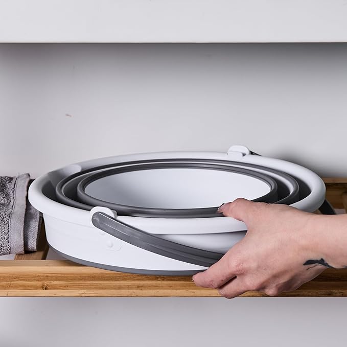 5L/1.3 Gal Small Collapsible Bucket with Handle - Portable Silicone Mop Bucket for Cleaning, Camping, Car Washing - Space-Saving for Outdoor, Fishing, Household – Pair of Silicone Gloves for Free