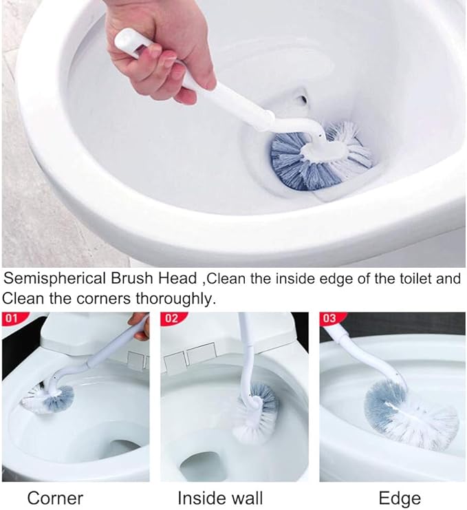 Marbarsse Bathroom Toilet Bowl Brush and Holder, Curved Design Toilet Brush for Deep Cleaning Under Rim, Best Toilet Brush Set, Easy Handy CompactToilet BowlCleaner Brush for Bathroom, 4 Pack