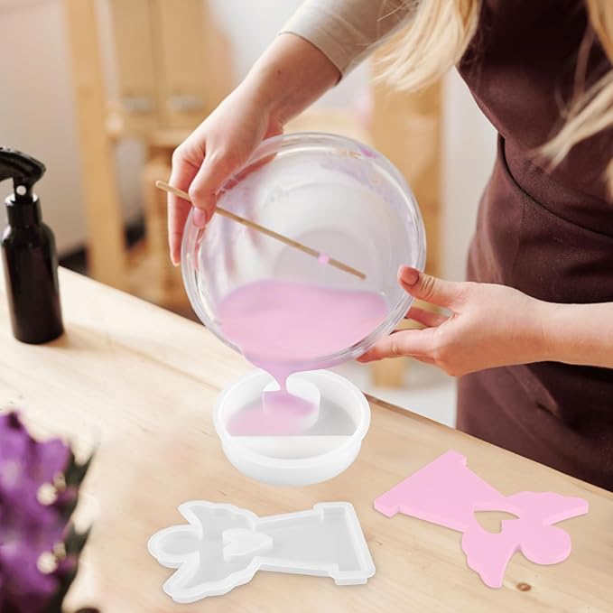 Silicone Mold, Classic Angels Holding Stars in Their Hands, Silicone Casting Molds with Base, Silicone Casting Mold Candle Holder for Soy Wax, Cement Gypsum Decorative Ornaments