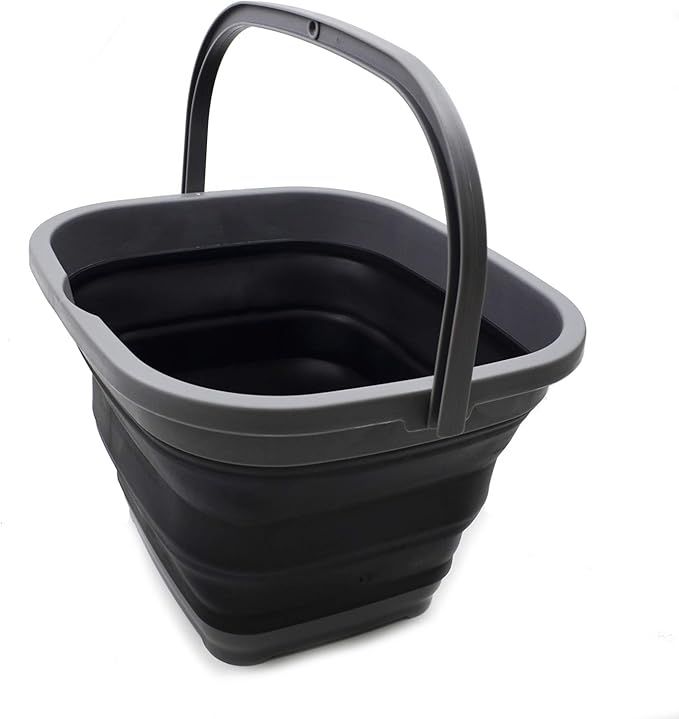 SAMMART 11L (2.9 Gallon) Collapsible Rectangular Handy Bucket (1, Grey/Black)