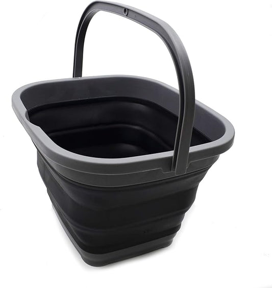 SAMMART 11L (2.9 Gallon) Collapsible Rectangular Handy Bucket (1, Grey/Black)