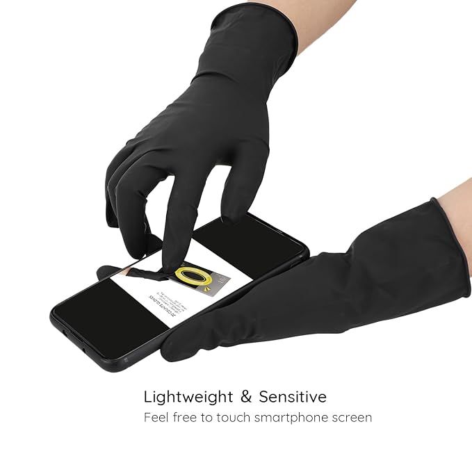 Segbeauty 20 Counts Reusable Black Dye Gloves, Powder Free Rubber Latex Gloves Professional Hair Coloring Accessories for Salon Highlighting, House Cleaning (Small)