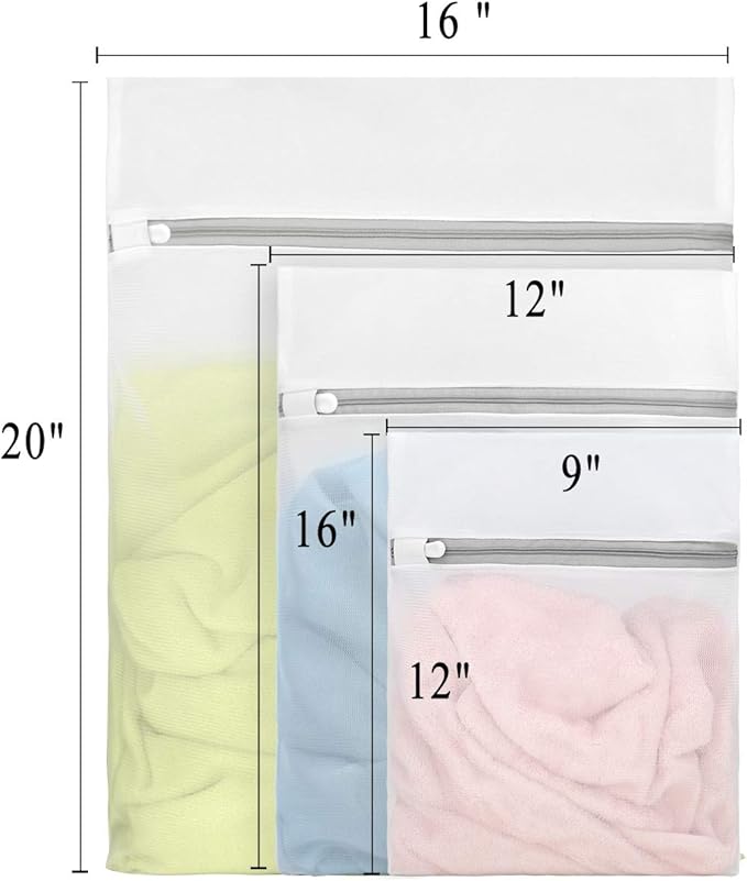 Muchfun 3Pcs Durable Fine Mesh Laundry Bags for Delicates 1 Large, 1 Medium, 1 Small (Fine Mesh)