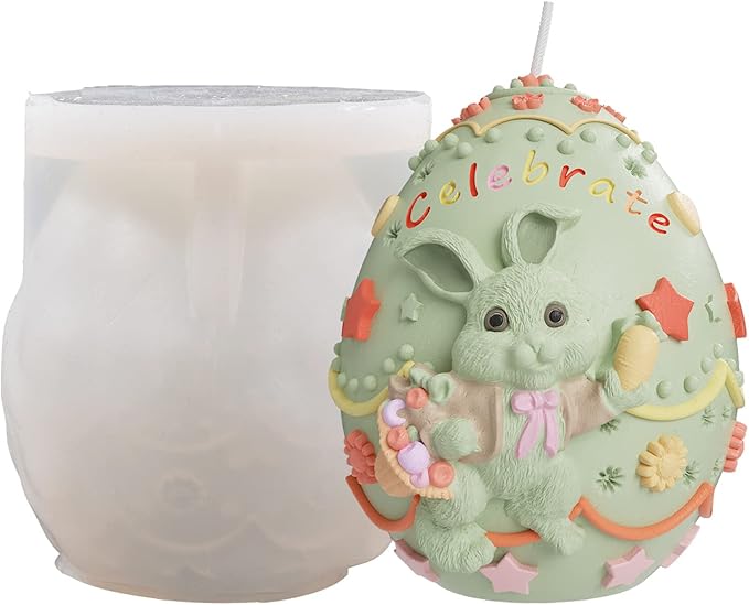 Radish Rabbit Egg Bunny Silicone Molds - Animal & Candle Molds for Resin, Clay & Cake Craft Supplies