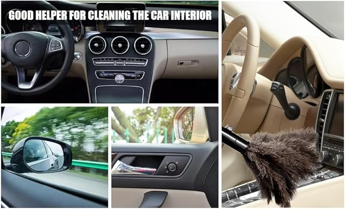 Retractable Ostrich Feather Duster for Cleaning, 15 Inch Fluffy and Natural Feather Duster with Retractable Handle， Reusable Eco-Friendly Handheld Cleaning Supplies (10 pcs)