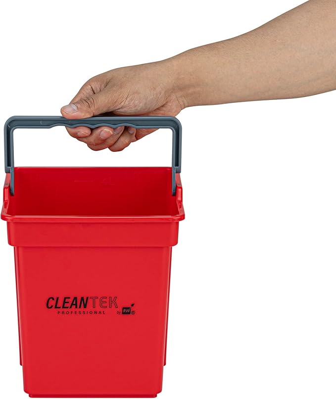 Restaurantware-Clean Tek Professional 4 Quart Cleaning Bucket, 1 Utility Pail with Handle - Heavy-Duty, Portable, Red Plastic Washing Pail, Perfect for Household, Outdoor, Car Wash and More