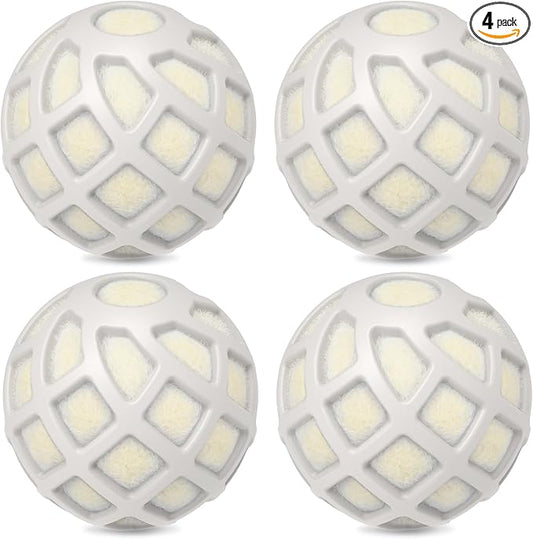 Dryer Balls – Patented Silicone Guard, Natural Wool Core, Super Anti-Tangle & Saves Drying Time, Reduces Static & Noise, Natural Fabric Softener, XL 3" (Beige, Pack of 4)