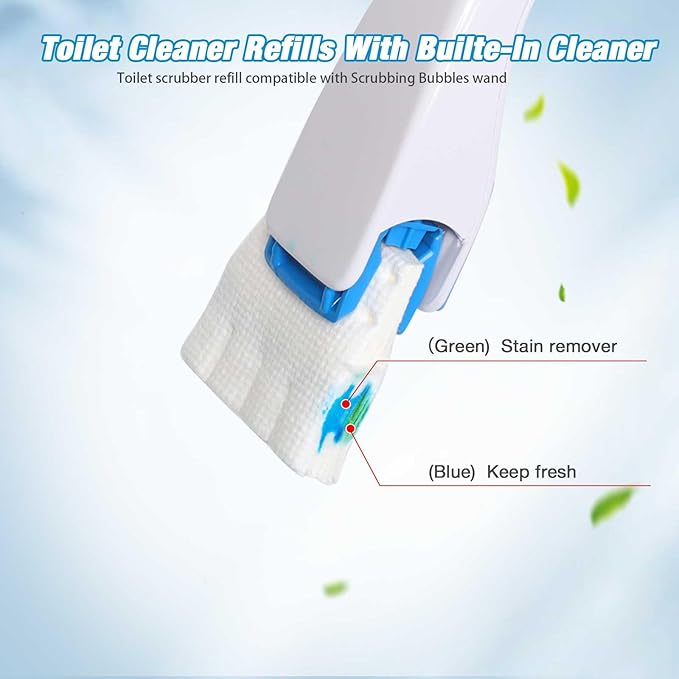Toilet Cleaner Refill Pads 72ct Disposable Scrubber Refill Fresh Bowl Pads for Bathroom, Lemon Scent