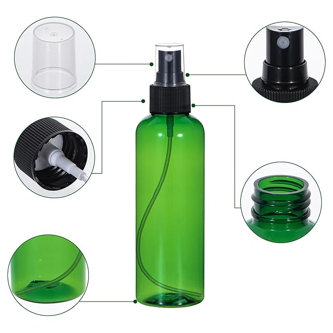 Yebeauty Spray Bottles for Essential Oils, 6.8oz Refillable Plastic Misting Spray Bottle Empty Atomizer Fine Mist Spray Bottle for Beauty Products Cleaning, 2 Pack Green