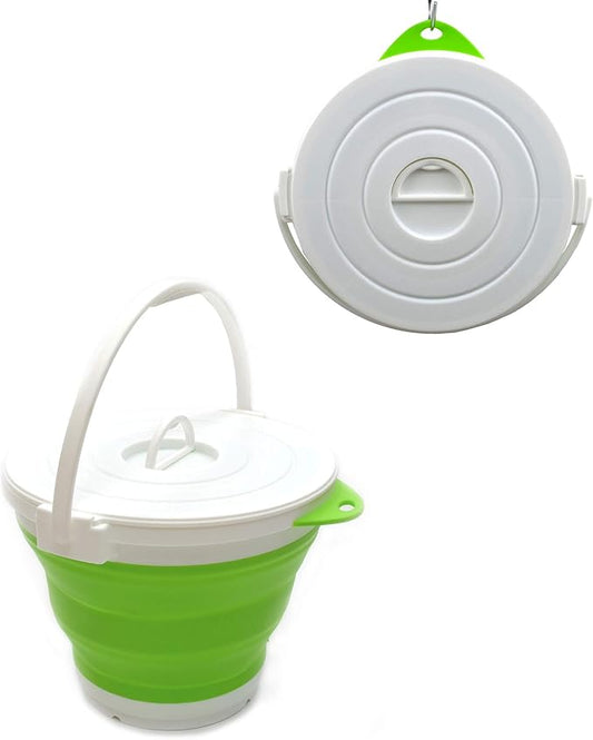 SAMMART 10L (2.64Gallon) Collapsible Fishing Bucket with Locking Lid - Portable Plastic Water Pail - Space Saving Outdoor Waterpot - Trunk Organizer for All Types of Vehicles