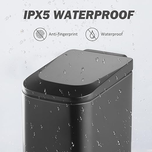 ELPHECO Small Bathroom Trash Can with Lid Soft Close 1.8 Gallon / 6.8 Liter Stainless Steel Garbage Can Slim Black Wastebasket for Bathroom, Office, Bedroom, Matte Black