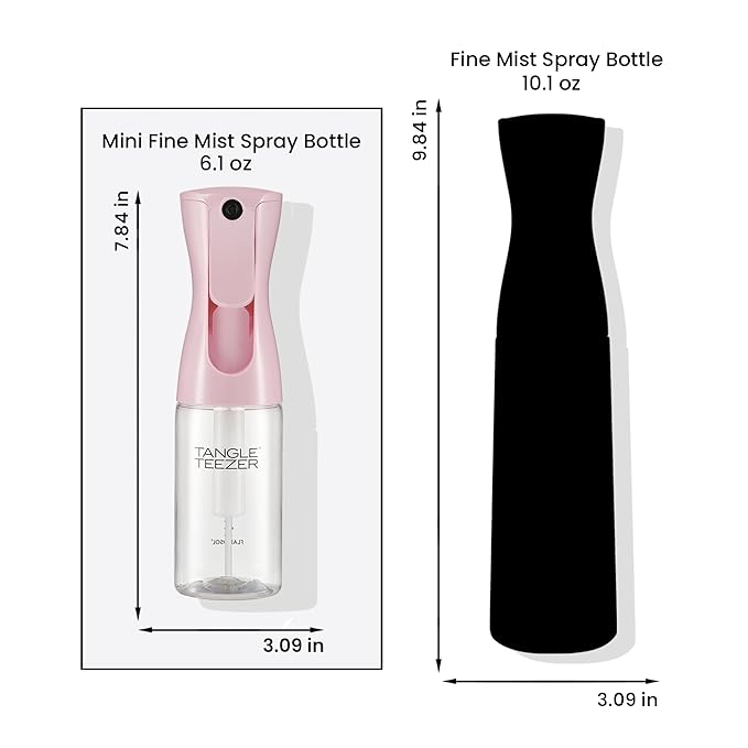 TANGLE TEEZER Travel-Size Fine Mist Continuous Spray Bottle, Reusable and Refillable, for Hair Detangling and Styling, 6.1 oz, Millennial Pink