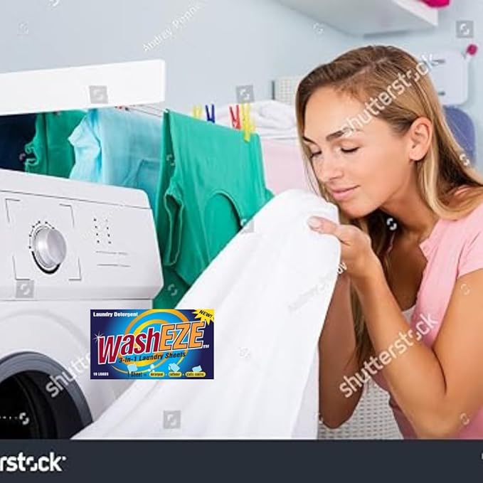 WashEZE Laundry Detergent Sheets 40 Loads Light Scent Includes Detergent Fabric Softener Stain Lifter and Static Guard All in One Laundry Detergent Solution